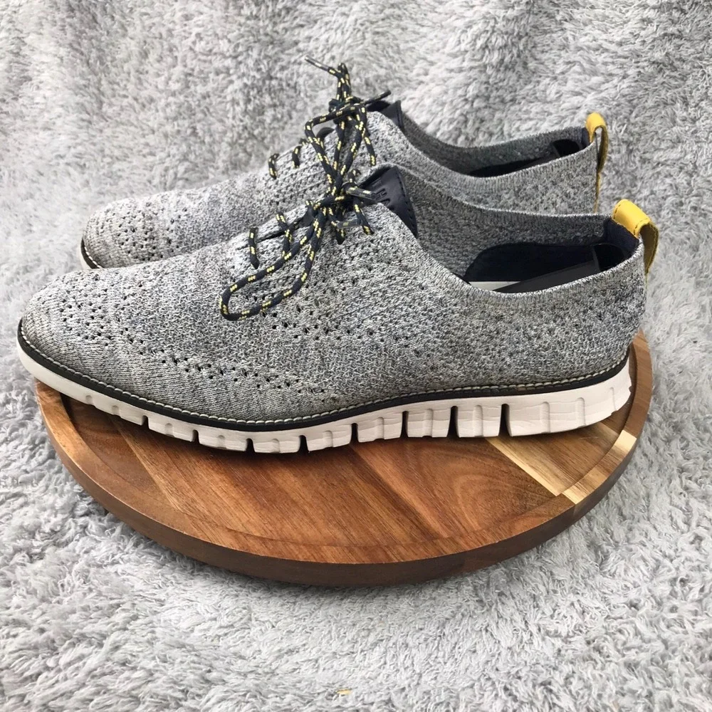 Cole Haan ZeroGrand Stitchlite Wingtip Oxford Mens 11M Gray Knit Sneakers C29226